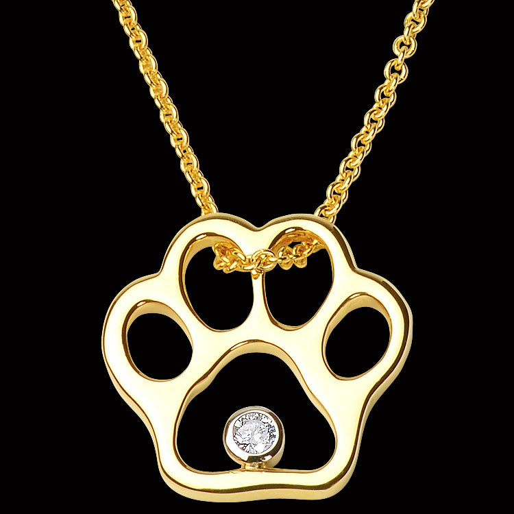 Gold & Diamond Paw Print Pendant