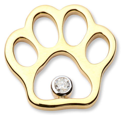 Gold & Diamond Paw Print Pendant