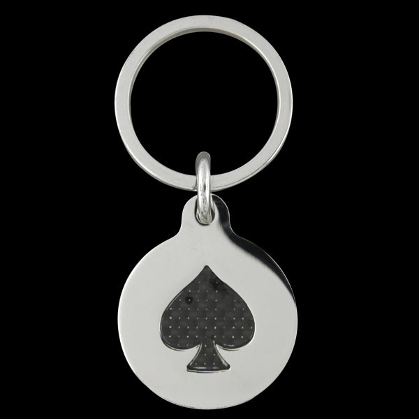 Stainless Steel Pendant/Keychain with Carbon Fiber Spade