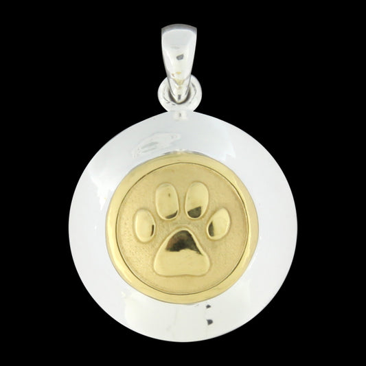 Gold and silver Paw Print Pendant