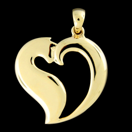 Gold Cat Heart Pendant