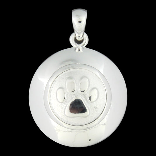 Sterling Silver Domed Paw Print Pendant