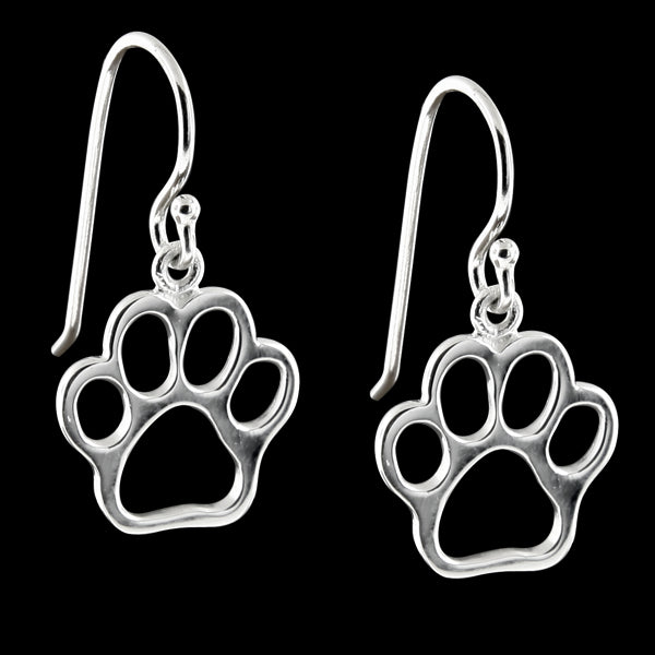 Large Silver Paw Print Earrings