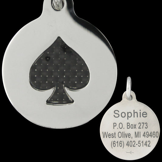 Stainless Steel Pet Tag with Carbon Fiber Spade