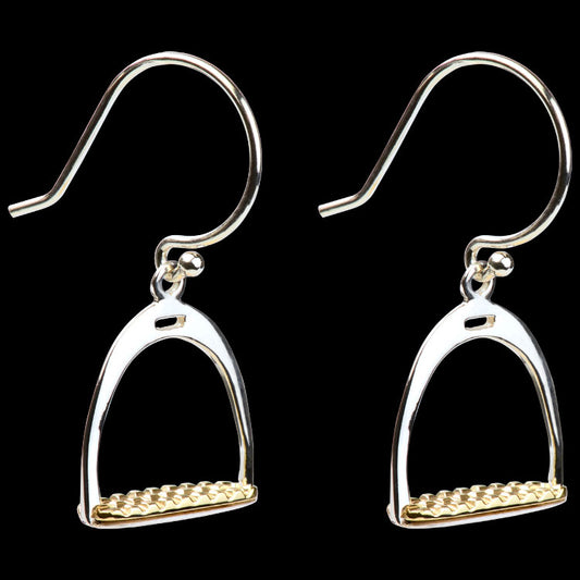 Sterling Silver & 14KY English Stirrup Earrings